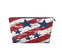 Ginfult American Flag Elements Stars Stripes Makeup Bag Waterproof Cosmetic Case Small Make Up Pouch Portable Toiletry Bag for Women Girls Travel