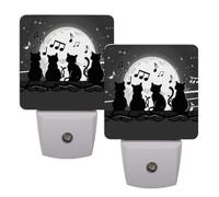 Ginfult Black Cat Moon Square Night Light LED Plug in Dusk to Dawn Auto On Off Nightlight for Bedroom Bathroom, 2 Pack