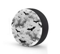 Ginfult Black White Bats Clauds Pattern Spare Tyre Cover 14 in Waterproof Wheel Covers Elastic Tire Covers for Car Trailer Trucks