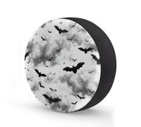 Ginfult Black White Bats Clauds Pattern Spare Tyre Cover 15 in Waterproof Wheel Covers Elastic Tire Covers for Car Trailer Trucks