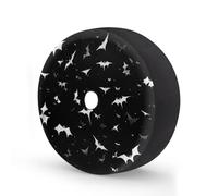 Ginfult Black White Halloween Bats Spare Tyre Cover with Camera Hole, 15 in Waterproof Wheel Covers Elastic Tire Covers for Car Trailer Trucks