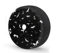 Ginfult Black White Halloween Bats Spare Tyre Cover with Camera Hole, 17 in Waterproof Wheel Covers Elastic Tire Covers for Car Trailer Trucks
