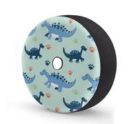 Ginfult Blue Tropical Dinosaur Dino Paw Print Spare Tyre Cover with Camera Hole, 16 in Waterproof Wheel Covers Elastic Tire Covers for Car Trailer Trucks