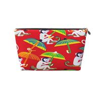 Ginfult Chinese Style Monkey Makeup Bag Waterproof Cosmetic Case Small Make Up Pouch Portable Toiletry Bag for Women Girls Travel