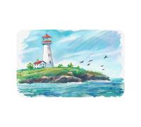 Ginfult Coastal Beach Lighthouse Postcard Bath Mat 50x80 cm Absorbent Non Slip Bathroom Door Mats Diatomaceous Shower Mat for Entrance