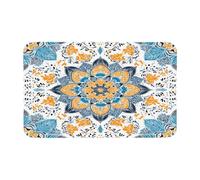 Ginfult Colorful Mandala Florals Bath Mat 50x80 cm Absorbent Non Slip Bathroom Door Mats Diatomaceous Shower Mat for Entrance