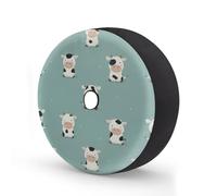 Ginfult Cute Cartoon Milk Cows Spare Tyre Cover with Camera Hole, 15 in Waterproof Wheel Covers Elastic Tire Covers for Car Trailer Trucks