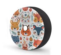 Ginfult Cute Fox Bear Wolf Deer Animals Head Spare Tyre Cover with Camera Hole, 16 in Waterproof Wheel Covers Elastic Tire Covers for Car Trailer Trucks