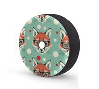 Ginfult Cute Fox Head Pattern Spare Tyre Cover with Camera Hole, 14 in Waterproof Wheel Covers Elastic Tire Covers for Car Trailer Trucks