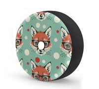 Ginfult Cute Fox Head Pattern Spare Tyre Cover with Camera Hole, 16 in Waterproof Wheel Covers Elastic Tire Covers for Car Trailer Trucks