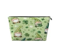 Ginfult Cute Green Gnomes Shamrock Makeup Bag Waterproof Cosmetic Case Small Make Up Pouch Portable Toiletry Bag for Women Girls Travel