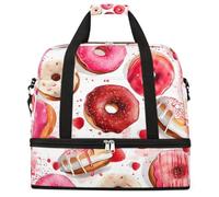 Ginfult Donut Pattern Sports Travel Duffel Bag Foldable Gym Bag with Shoe Compartment Carry On Weekender Overnight Bags for Women Men