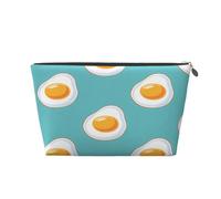 Ginfult Fired Egg Print Makeup Bag Waterproof Cosmetic Case Small Make Up Pouch Portable Toiletry Bag for Women Girls Travel