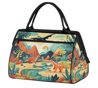 Ginfult Forest Jungle Tropical Animal Dinosaur Sport Duffel Bags Waterproof Travel Duffle Bag Lightweight Gym Weekender Overnight Tote for Women Men