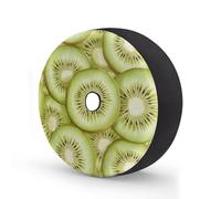 Ginfult Fruit Kiwi Slice Pattern Spare Tyre Cover with Camera Hole, 15 in Waterproof Wheel Covers Elastic Tire Covers for Car Trailer Trucks
