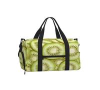 Ginfult Fruit Kiwi Slice Pattern Sports Gym Bag with Shoe Compartment & Wet Pocket, Travel Holdall Waterproof Workout Overnight Weekender Bag for Women Men