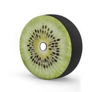 Ginfult Green Kiwi Fruit Slice Pattern Spare Tyre Cover with Camera Hole, 14 in Waterproof Wheel Covers Elastic Tire Covers for Car Trailer Trucks