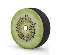 Ginfult Green Kiwi Fruit Slice Pattern Spare Tyre Cover with Camera Hole, 15 in Waterproof Wheel Covers Elastic Tire Covers for Car Trailer Trucks