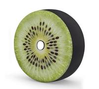 Ginfult Green Kiwi Fruit Slice Pattern Spare Tyre Cover with Camera Hole, 17 in Waterproof Wheel Covers Elastic Tire Covers for Car Trailer Trucks