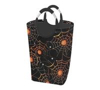 Ginfult Halloween Spider Web Pattern Laundry Hamper with Handles Foldable Laundry Baskets Large Clothes Hampers Storage Basket for Bedroom Bathroom