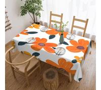 Ginfult Hand Drawn Orange Flower Rectangle Table Cloth 137x183 cm Water Resistant Tablecloth Oblong Washable Table Cover for Dining Wedding