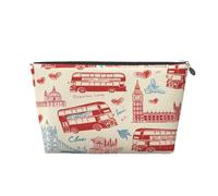 Ginfult London Bus Big Ben City Elements Makeup Bag Waterproof Cosmetic Case Small Make Up Pouch Portable Toiletry Bag for Women Girls Travel
