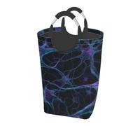 Ginfult Neon Blue Purple Spider Web Laundry Hamper with Handles Foldable Laundry Baskets Large Clothes Hampers Storage Basket for Bedroom Bathroom