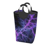 Ginfult Neon Purple Blue Spider Web Laundry Hamper with Handles Foldable Laundry Baskets Large Clothes Hampers Storage Basket for Bedroom Bathroom