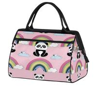 Ginfult Rainbow Panda Pattern Sport Duffel Bags Waterproof Travel Duffle Bag Lightweight Gym Weekender Overnight Tote for Women Men