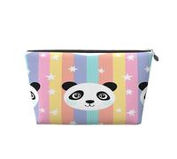 Ginfult Rainbow Stripes Stars Panda Makeup Bag Waterproof Cosmetic Case Small Make Up Pouch Portable Toiletry Bag for Women Girls Travel