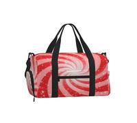 Ginfult Red White Glitter Candy Cane Spiral Sports Gym Bag with Shoe Compartment & Wet Pocket, Travel Holdall Waterproof Workout Overnight Weekender Bag for Women Men