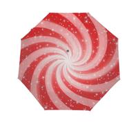 Ginfult Red White Glitter Candy Cane Spiral Travel Compact Umbrella Windproof Auto Open Close Folding Umbrellas for Rain Women Men