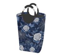 Ginfult Spider Web Flower Bats Pattern Laundry Hamper with Handles Foldable Laundry Baskets Large Clothes Hampers Storage Basket for Bedroom Bathroom