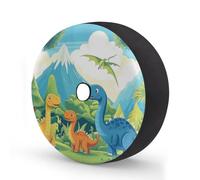 Ginfult Tropical Forest Animal Dinosaur Dino Spare Tyre Cover with Camera Hole, 16 in Waterproof Wheel Covers Elastic Tire Covers for Car Trailer Trucks