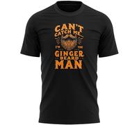 Ginger Beard Funny Mens T Shirt Can't Catch Me Top for Redheads Bearded Dad Partner Birthday Present, M, Black