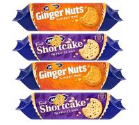 Ginger Biscuits Fiery Flavor & Fruit Shortcake Fruity Cookies - Crunchy and Sweet Assorted Biscuits Bundle (Pack of 4)