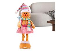 Ginger Bread Christmas Decor | Gingerbread Christmas Ornaments | Adorable Washable Figurine Decor with Retractable Legs for Classroom Tiered Trays Kitchen Door Window Office Yard Home