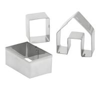 Ginger Bread Cookie Cutter, 3Pcs Silver Christmas Cookie Cutter Set Gingerbread Cutter Bake Your Own Small Gingerbread House Kit Small Biscuit Christmas House Baking Mould