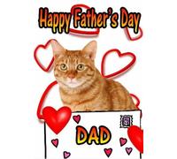 Ginger Cat DAD Heart personalised Father's Day Card Pg1 Step Dad TO BE Daddy