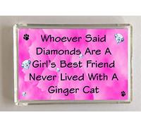 Ginger Cat Fridge Magnet Gift - Whoever Said Diamonds Girl's Best Friend Never Lived With - Fun Cute Pet Lover Xmas Birthday Present