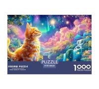Ginger Cat in A Vibrant, Magical Tropical Forest 1000 Piece Jigsaw Puzzle Dreamy Cute Cat - Educational & Challenging for Kids & Adults 38x26cm/1000pcs