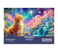 Ginger Cat in A Vibrant, Magical Tropical Forest 1000 Piece Jigsaw Puzzle Dreamy Cute Cat - Perfect Birthday Present for Kids & Adults 70x50cm/1000pcs