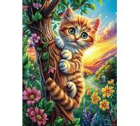 Ginger Cat in Garden 500 Pieces Classic Jigsaw Puzzle Animal Plant Fairy Tale Puzzle for Adults Concentration Training Wall Art Mental Exercise Cardboard 500 PCS