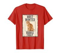 Ginger Cat Most Wanted Ginger Kitten Orange Tabby Cat T-Shirt, Men, Red, Large