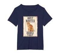 Ginger Cat Most Wanted Ginger Kitten Orange Tabby Cat T-Shirt, Women's Plus, Navy Blue, 5X
