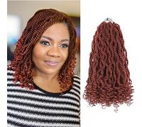 Ginger Crochet Hair Senegalese Twist Hair 12 Inch Short Crochet Hair for Kids Pre Looped Kinky Twists Crochet Braids 8 Packs Pre Twisted Crochet Braiding Hair (12 Inches, 350)