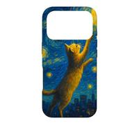 Ginger Feline Floating In Swirling Midnight Sky Over City Case for iPhone 17 Pro