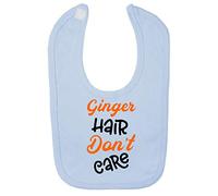Ginger Hair Don’t Care Statement Cotton Baby bib - Pastel Blue