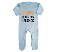 Ginger is The New Black Statement Baby Romper Jumpsuit with feet, 0-3 Months, Pastel Blue
