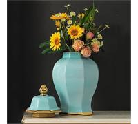 Ginger Jar Ceramic Vase Ornaments Model Room Office Villa Decoration Jingdezhen Modern(Blue,L)